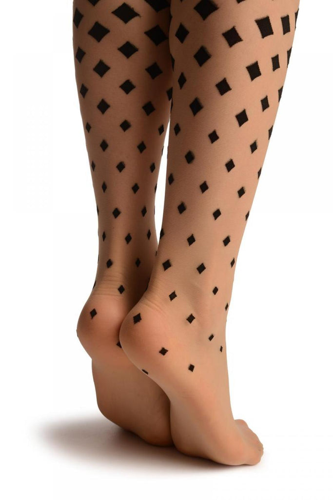 Liss Kiss Black Woven Rombs On Nude - Tights