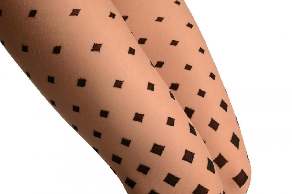 Liss Kiss Black Woven Rombs On Nude - Tights