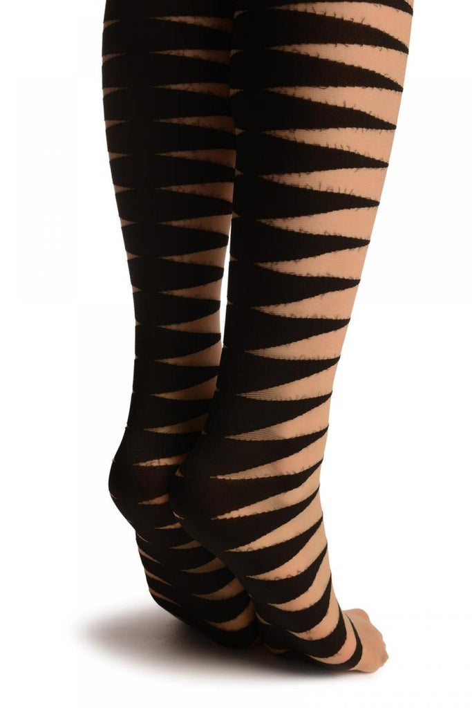 Liss Kiss Black Woven Side Spikes On Nude - Tights