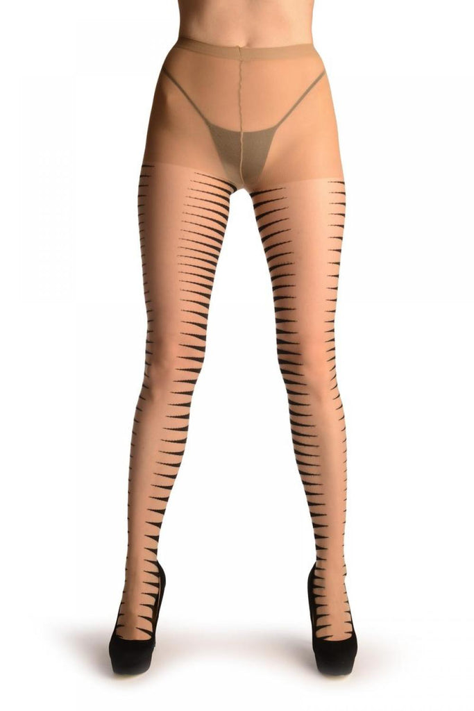 Liss Kiss Black Woven Side Spikes On Nude - Tights