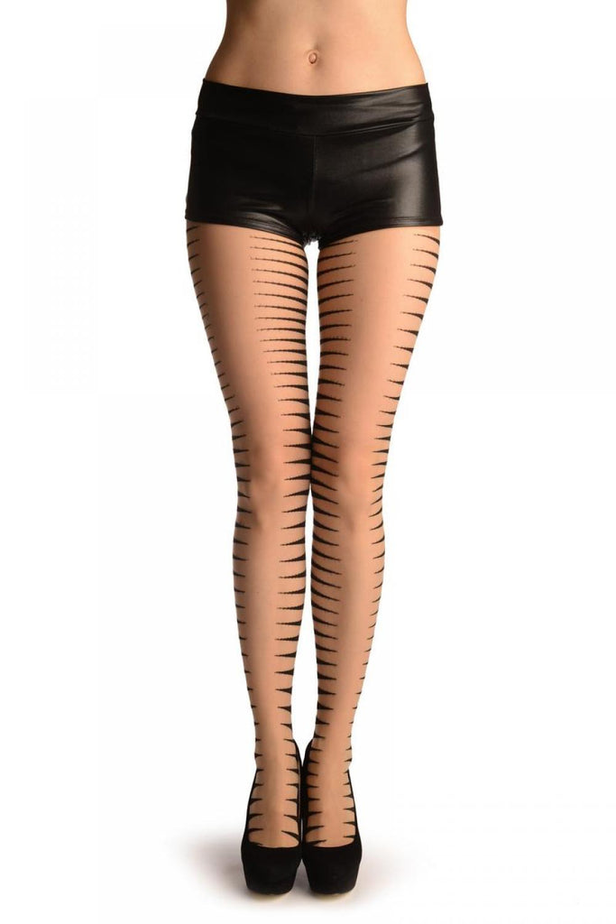 liss kiss Black Woven Side Spikes On Nude - Tights