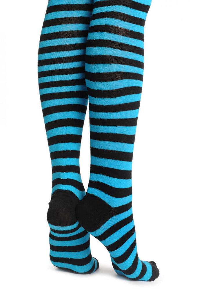 Liss Kiss Blue & Black Stripes - Over The Knee Socks