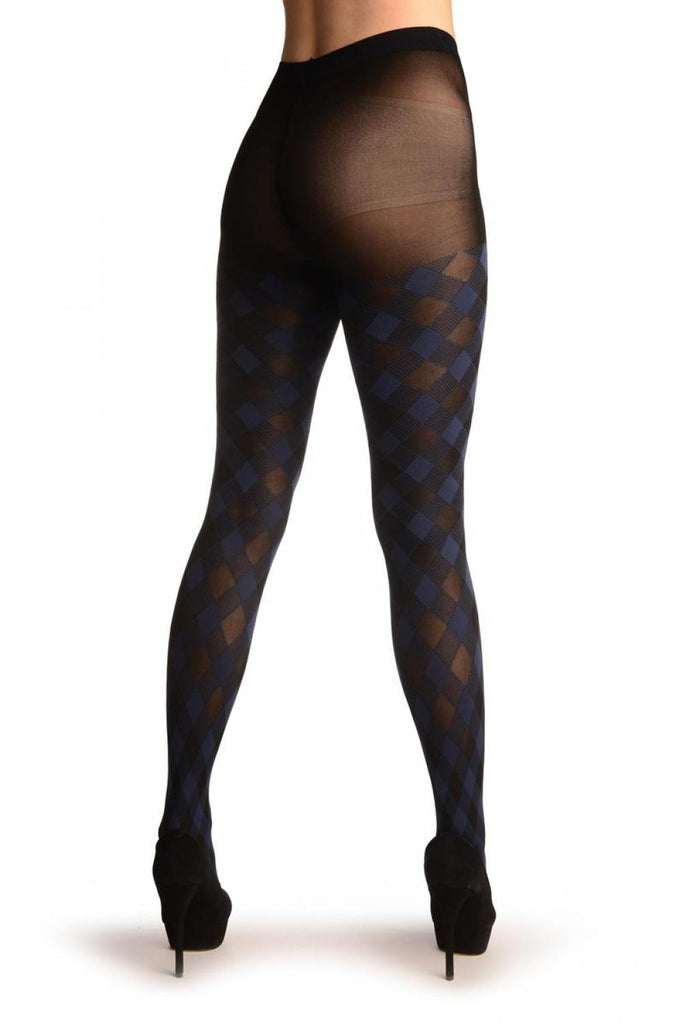Liss Kiss Blue & Black Woven Gingham - Tights