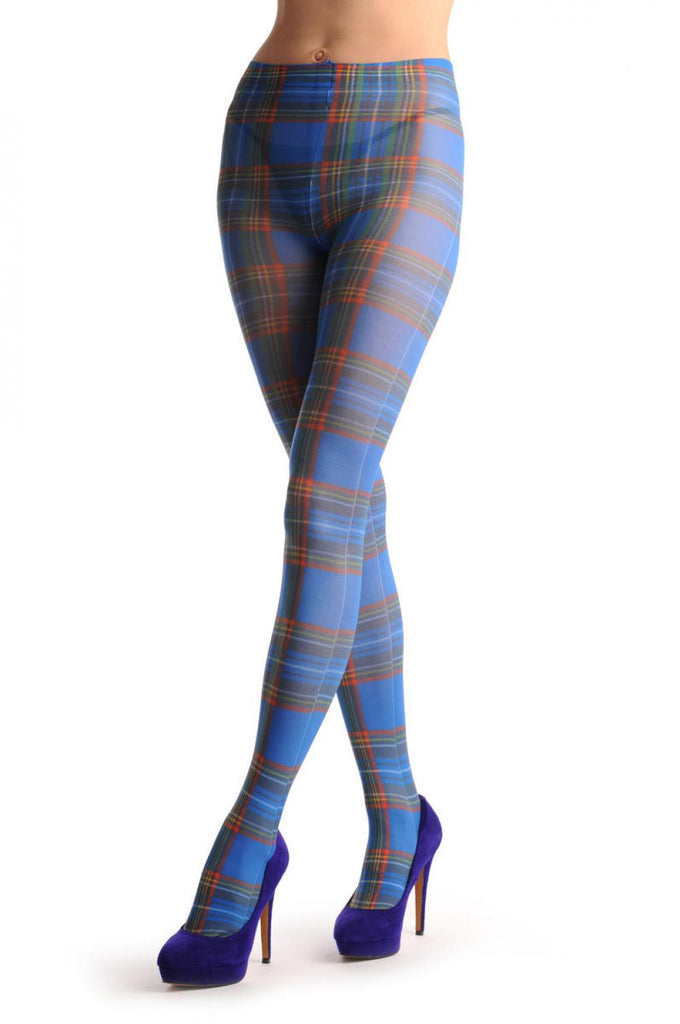 Liss Kiss Blue Checkered Print - Tights