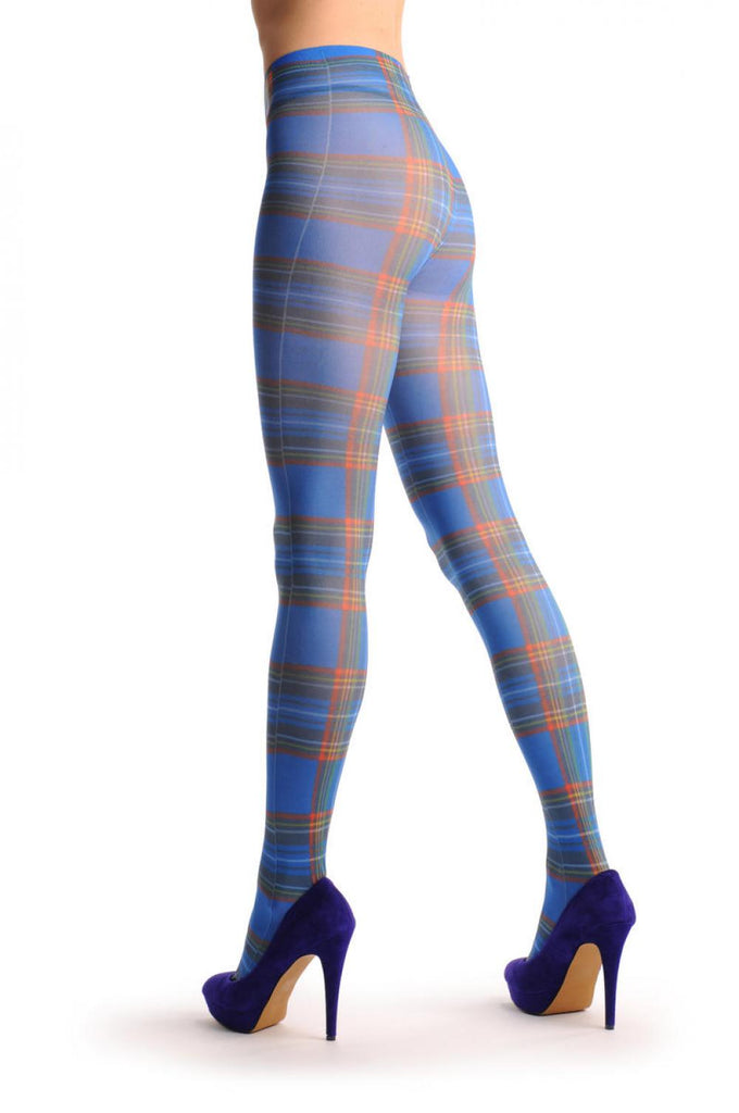 Liss Kiss Blue Checkered Print - Tights