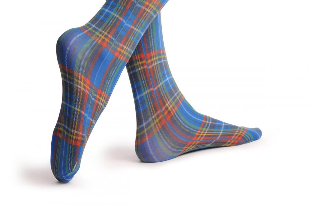 Liss Kiss Blue Checkered Print - Tights