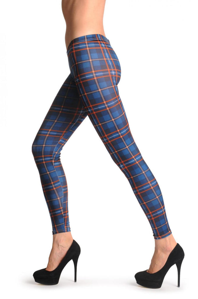 liss kiss Blue Checkered Tartar - Leggings