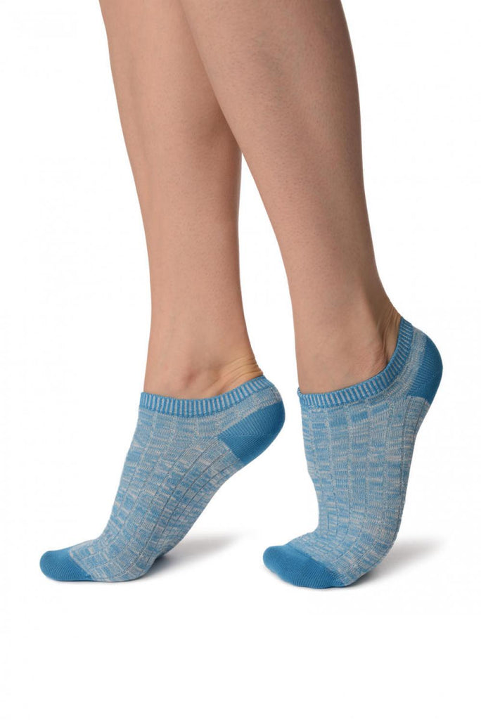 Liss Kiss Blue Melange Footies - Footsies Socks