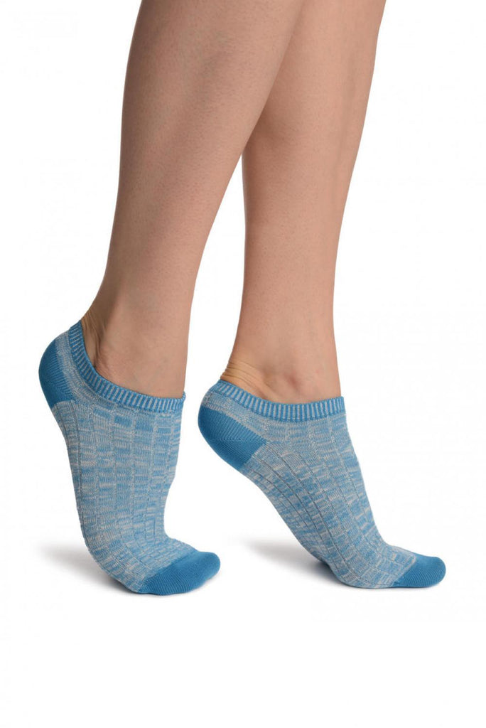 liss kiss Blue Melange Footies - Footsies Socks