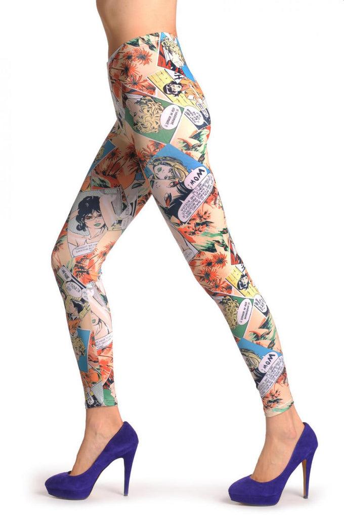 Liss Kiss Blue & Orange Comics Episode - Leggings