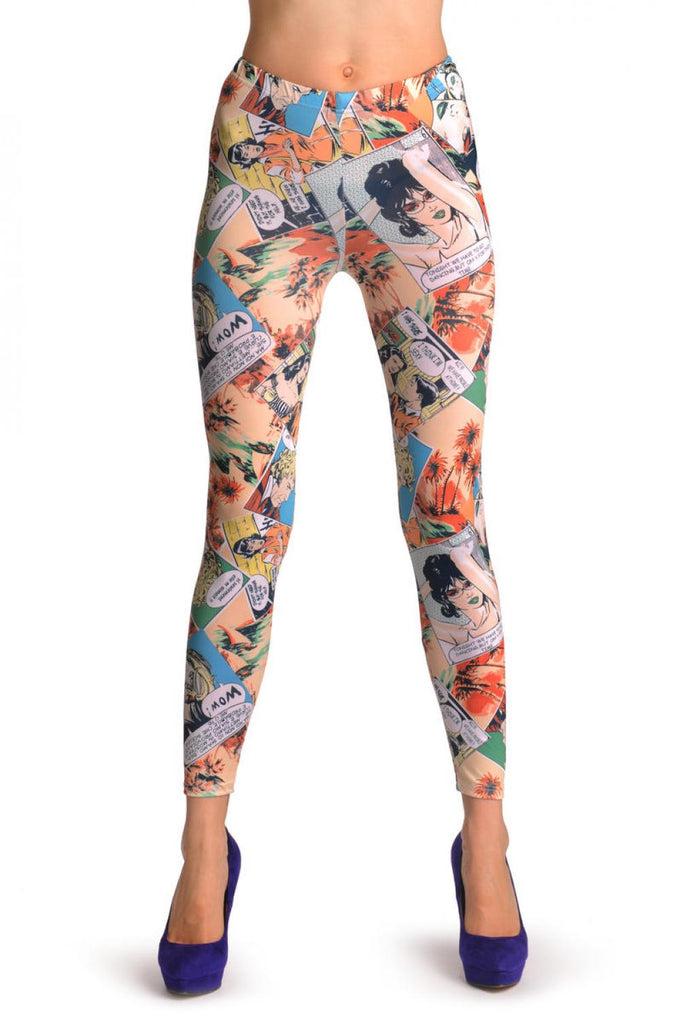 Liss Kiss Blue & Orange Comics Episode - Leggings