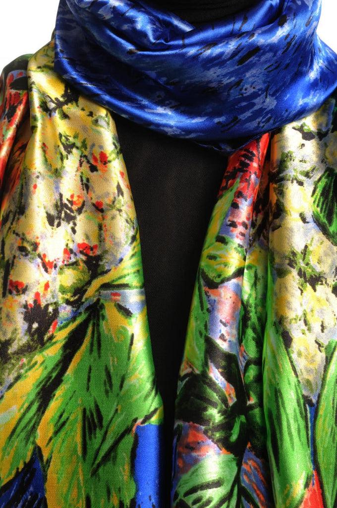 Liss Kiss Blue Red & Green Van Gogh Flowers - Scarf
