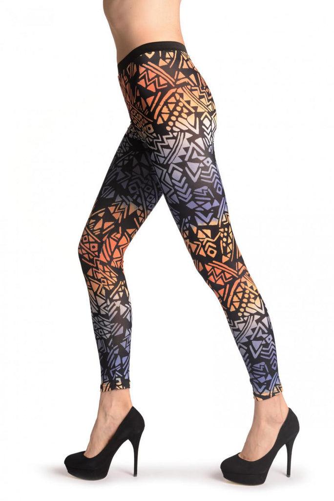 liss kiss Blue & Terracotta Aztec Print - Leggings