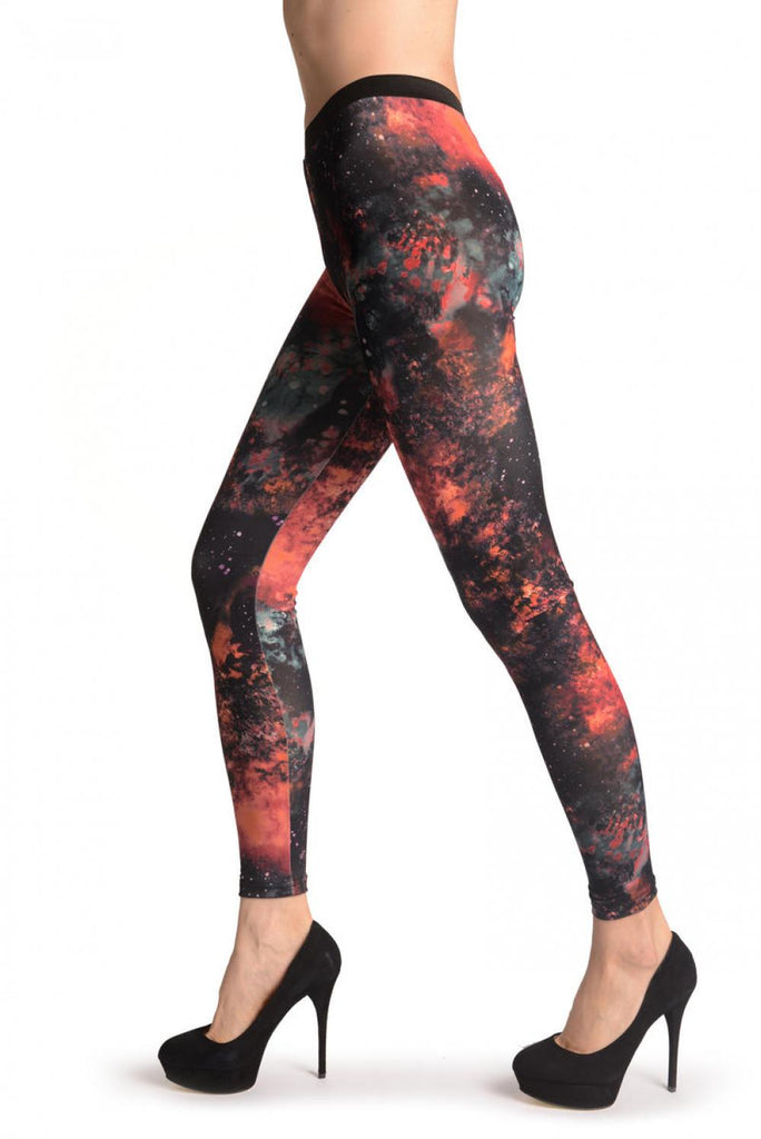Liss Kiss Blue & Terracotta Galaxy Space - Leggings