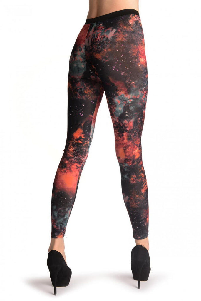 Liss Kiss Blue & Terracotta Galaxy Space - Leggings