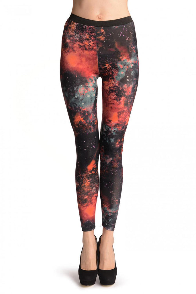 Liss Kiss Blue & Terracotta Galaxy Space - Leggings