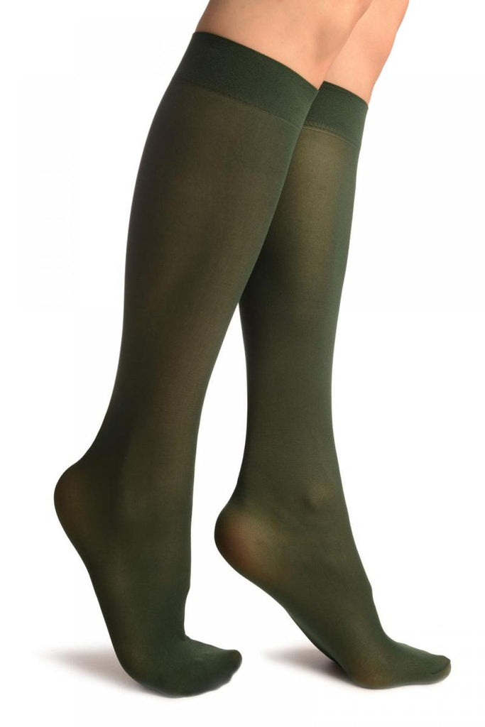 liss kiss Bottle Green Plain Socks Knee High - Socks