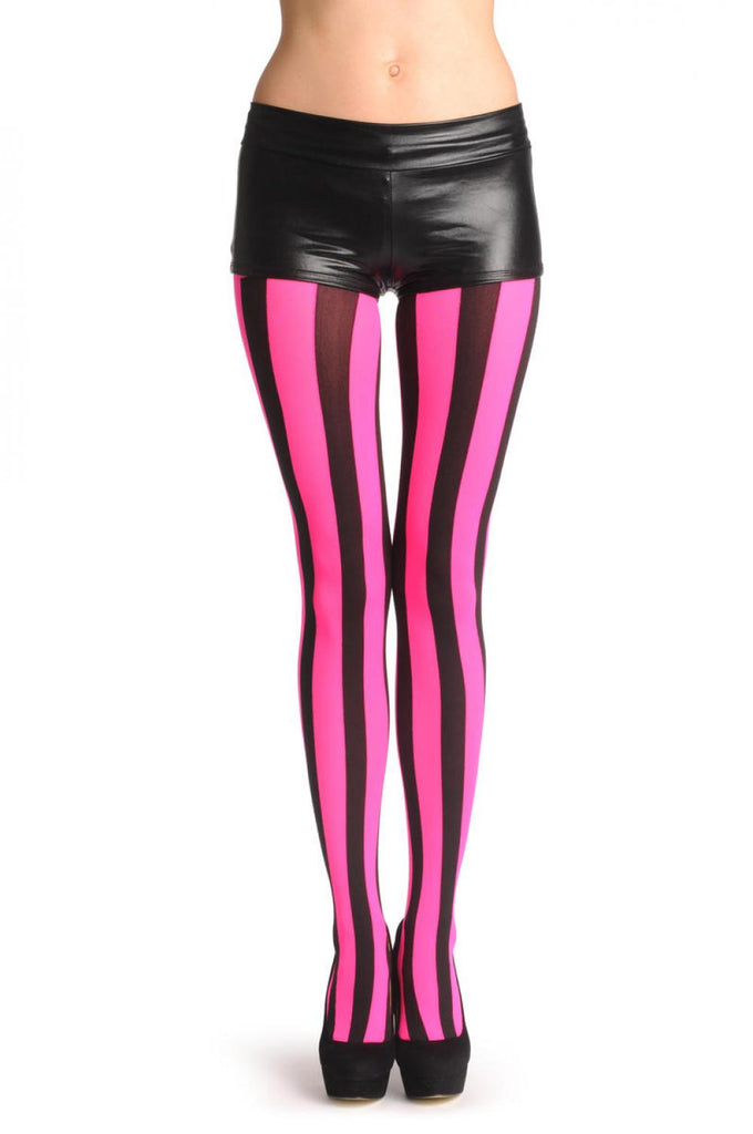 liss kiss Bright Pink & Black Stripes - Tights