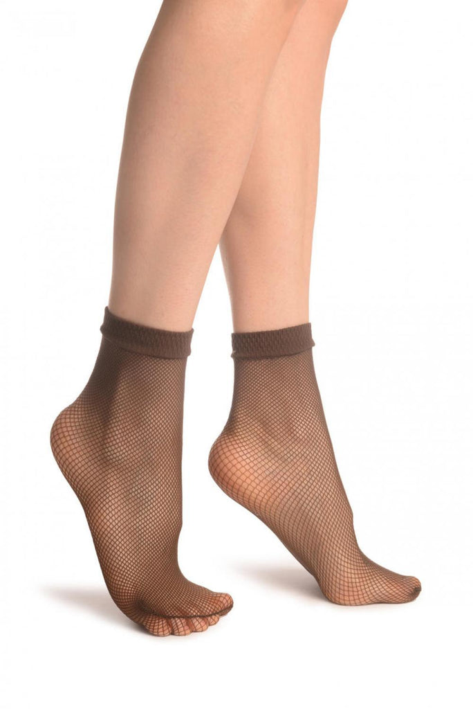 liss kiss Brown Fishnet Ankle High Socks - Socks