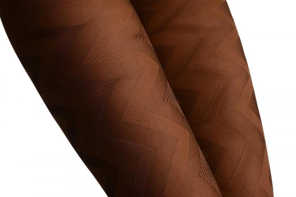 Liss Kiss Brown Shade Woven ZigZag - Tights
