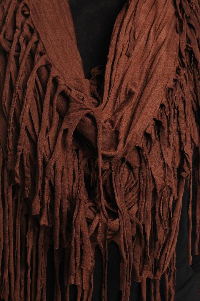 Liss Kiss Brown With Tassels Snood Scarf - Snood