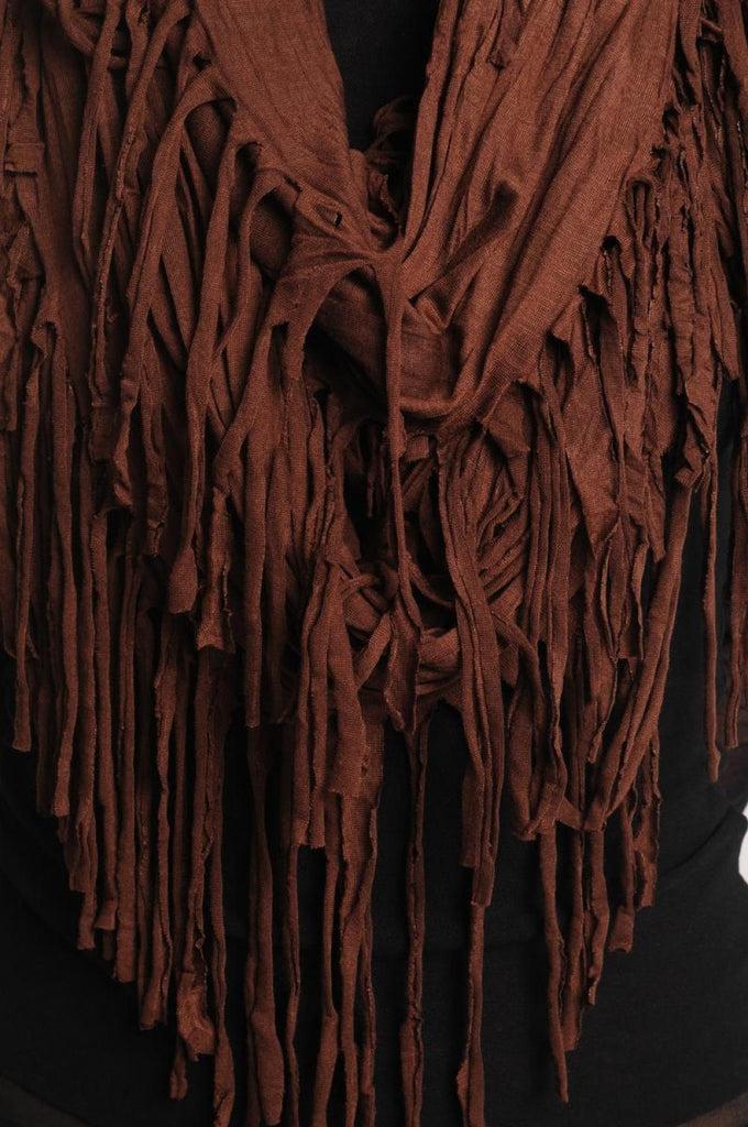 Liss Kiss Brown With Tassels Snood Scarf - Snood