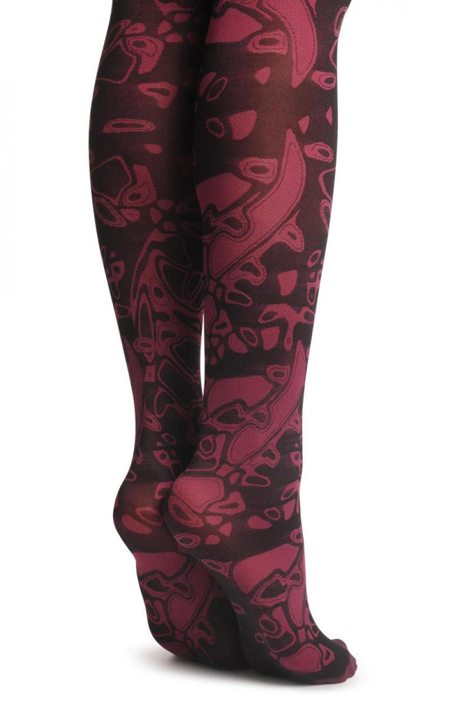 Liss Kiss Burgundy Marble On Black 40 Den - Tights