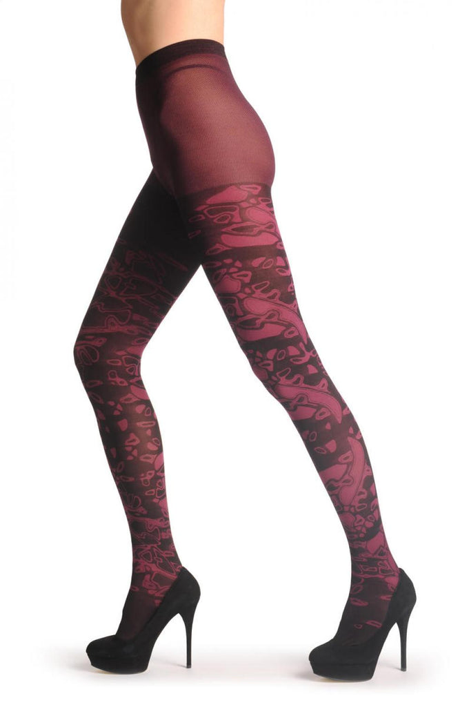 Liss Kiss Burgundy Marble On Black 40 Den - Tights