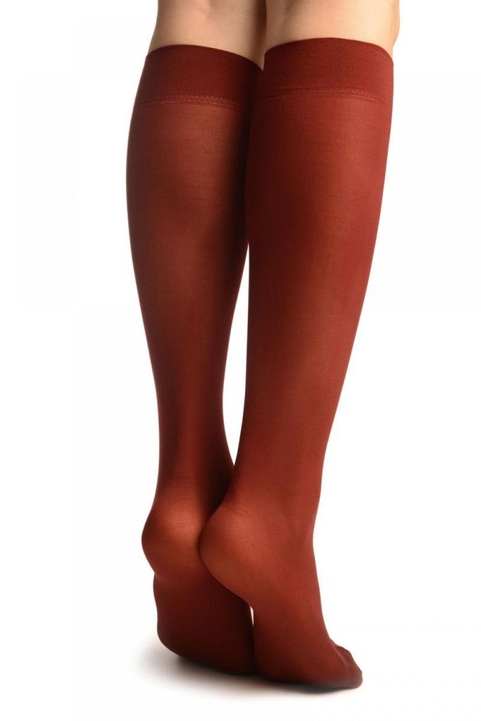 Liss Kiss Burgundy Red Plain Socks Knee High - Socks