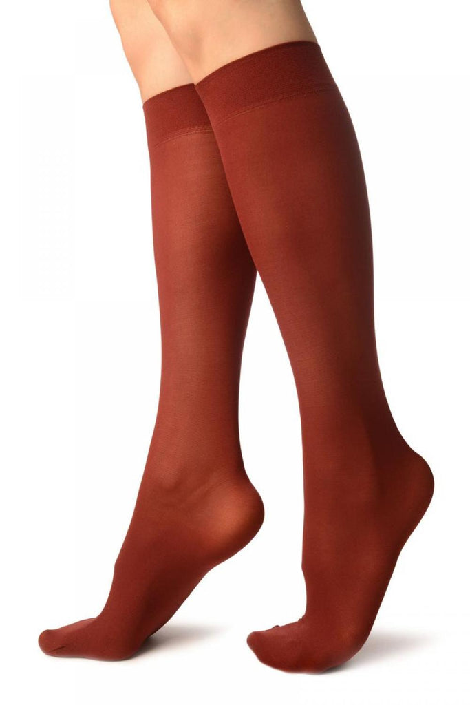 Liss Kiss Burgundy Red Plain Socks Knee High - Socks