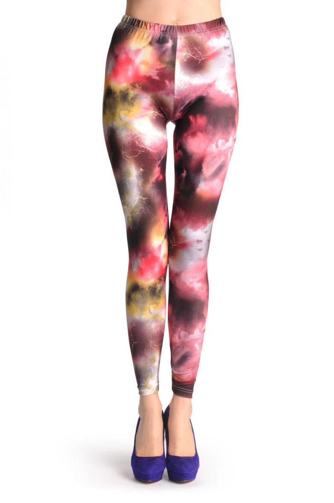 liss kiss Burgundy Yellow & Green Galaxy - Leggings