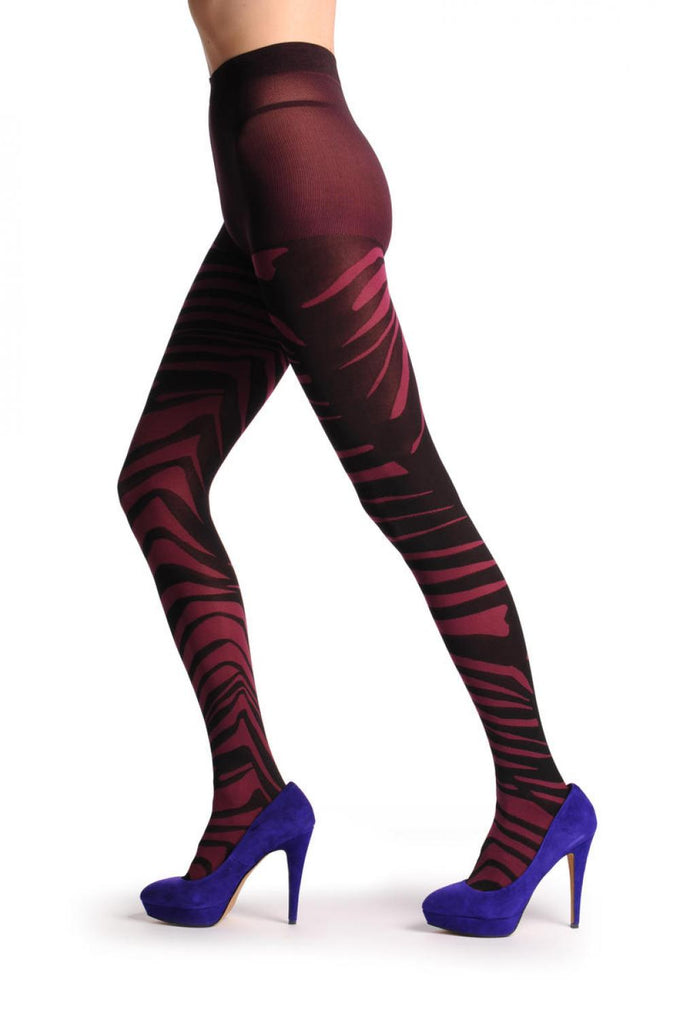 Liss Kiss Burgundy Zebra Pattern 40 Den - Tights