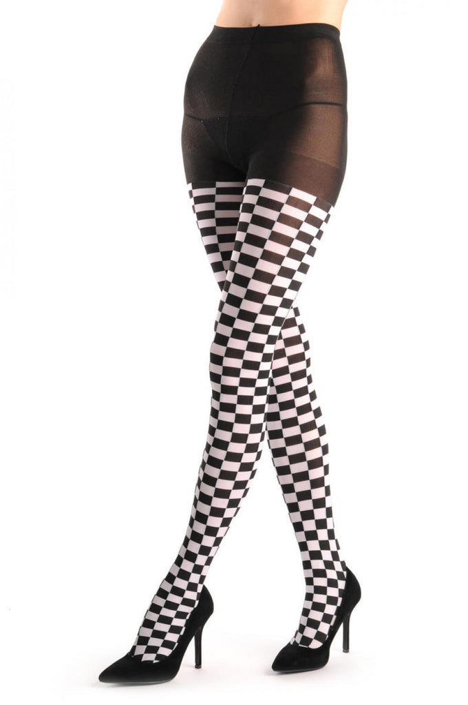 Liss Kiss Checkered Black & White - Tights