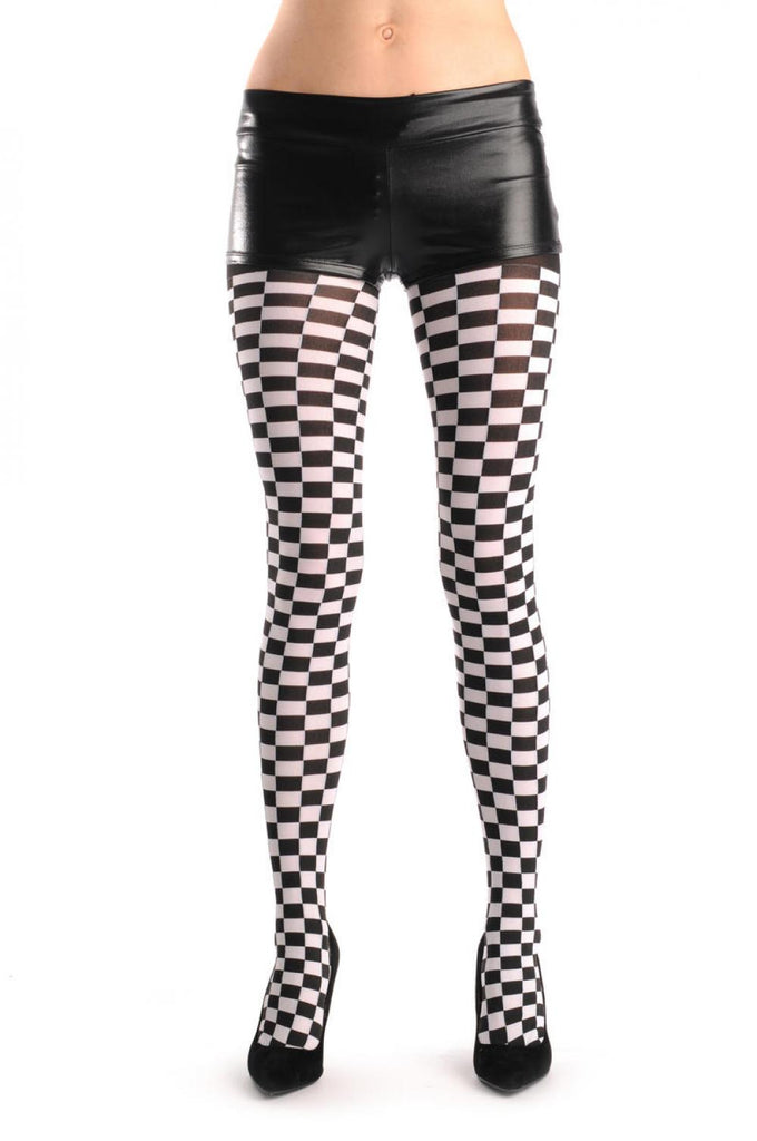 Liss Kiss Checkered Black & White - Tights