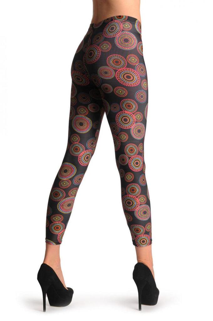 Liss Kiss Colourful Circles On Black - Leggings