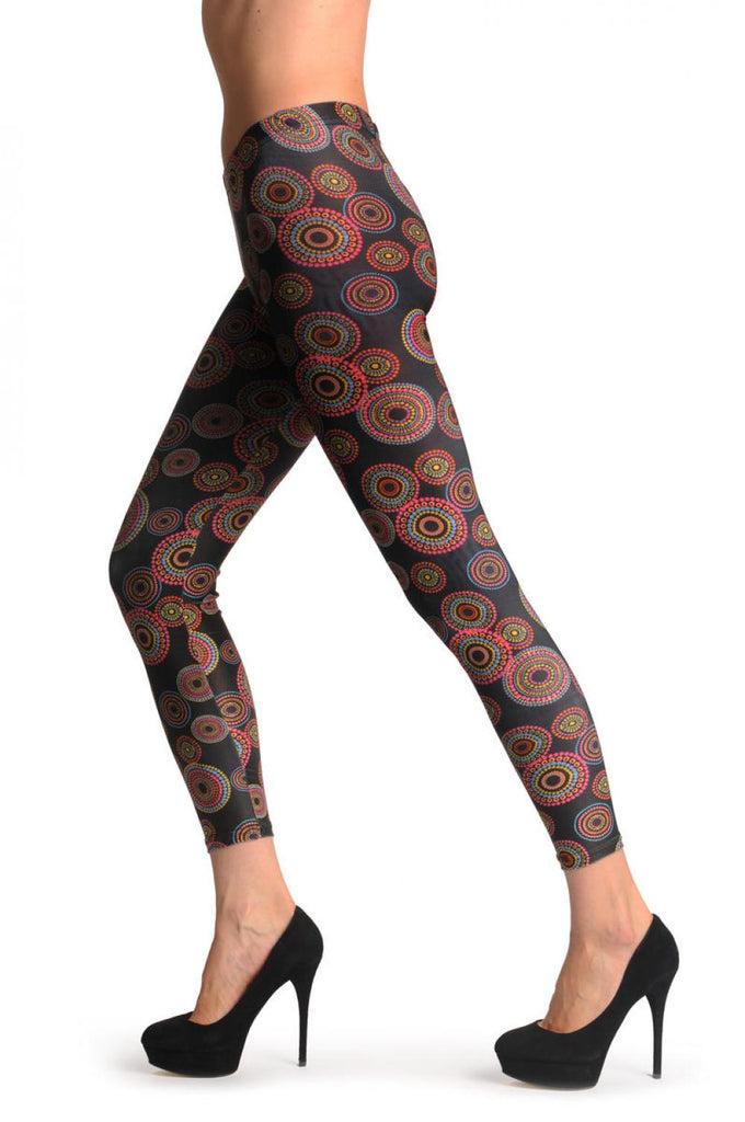 Liss Kiss Colourful Circles On Black - Leggings