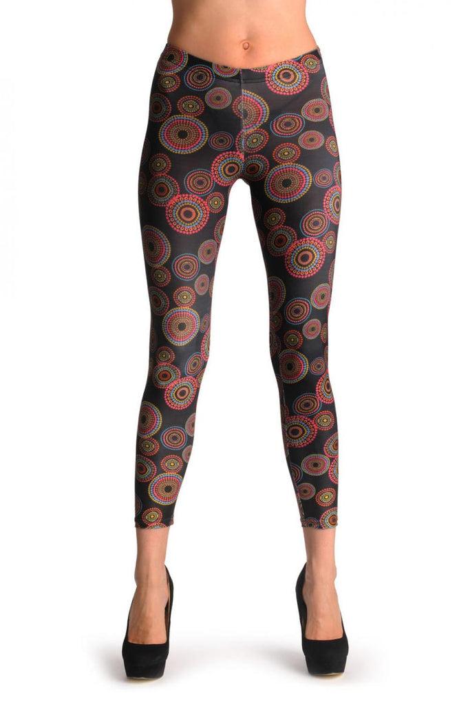Liss Kiss Colourful Circles On Black - Leggings