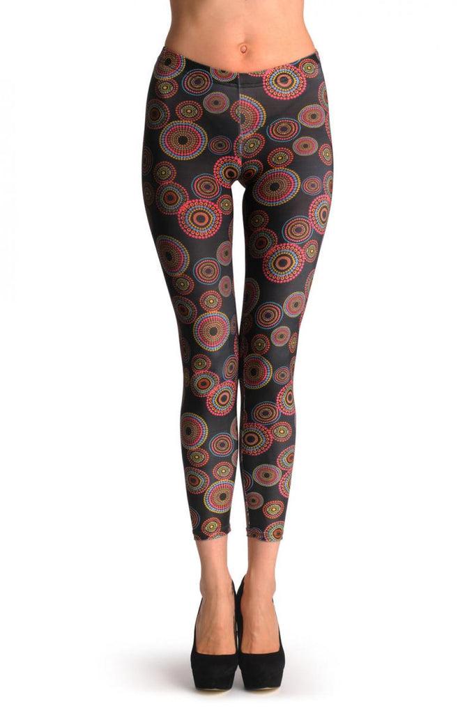 liss kiss Colourful Circles On Black - Leggings