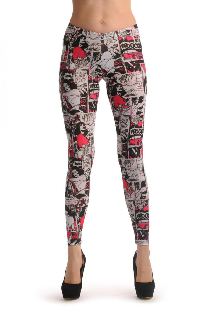 Liss Kiss Comics Girl On White - Leggings