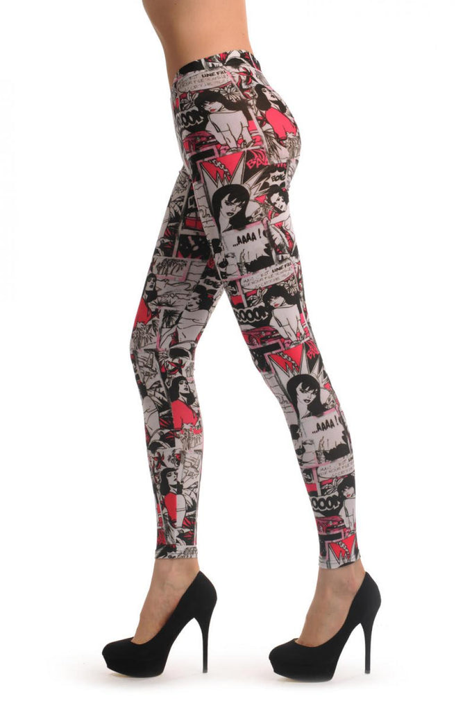 Liss Kiss Comics Girl On White - Leggings
