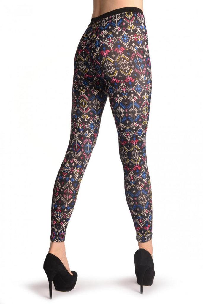 Liss Kiss Cosmic Flowers On Black - Leggings