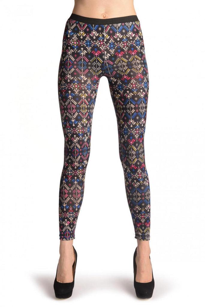 Liss Kiss Cosmic Flowers On Black - Leggings