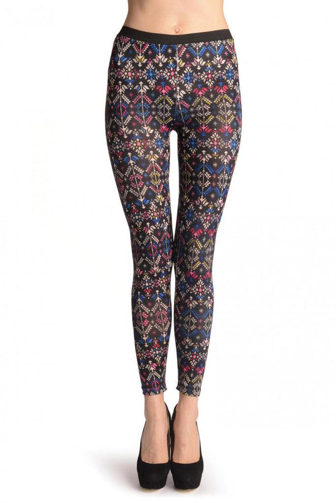 liss kiss Cosmic Flowers On Black - Leggings