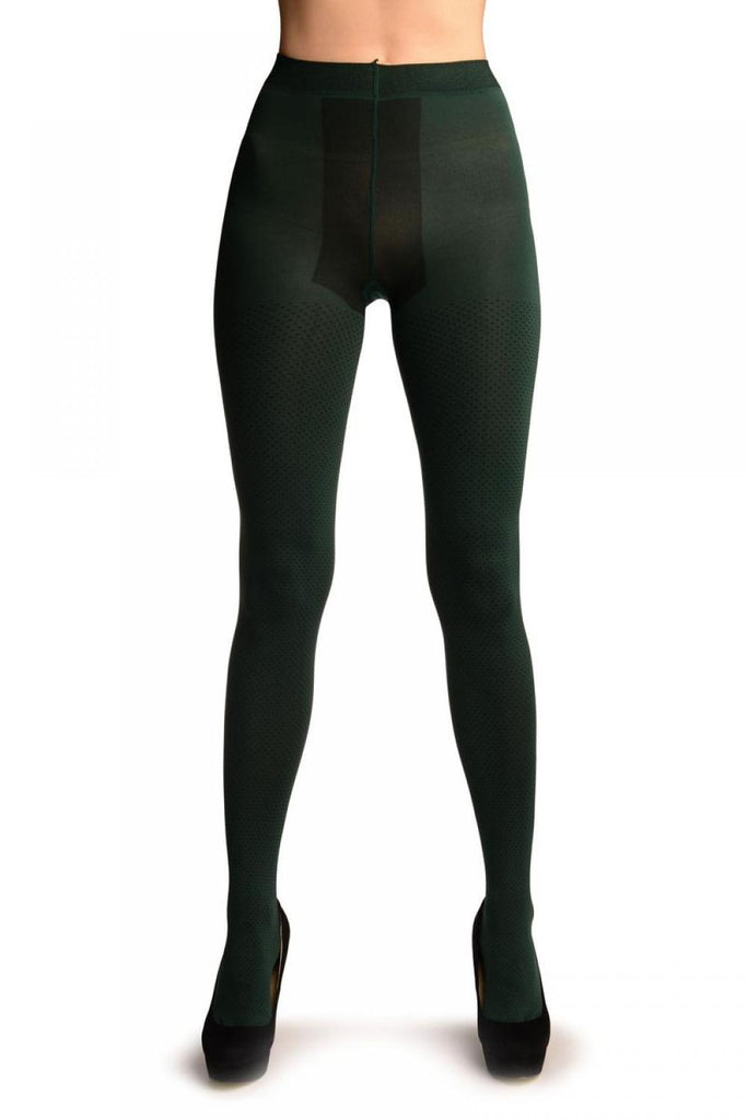 Liss Kiss Dark Green With Black Dots Tights - Tights