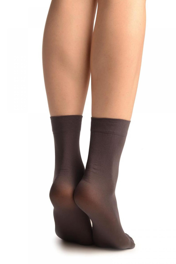 Liss Kiss Dark Grey Plain Ankle High Socks - Socks