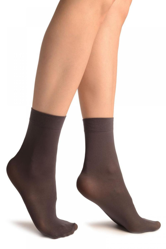 liss kiss Dark Grey Plain Ankle High Socks - Socks