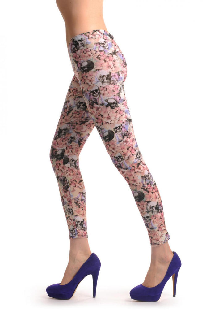 Liss Kiss Dark Magnolia & Skull - Leggings