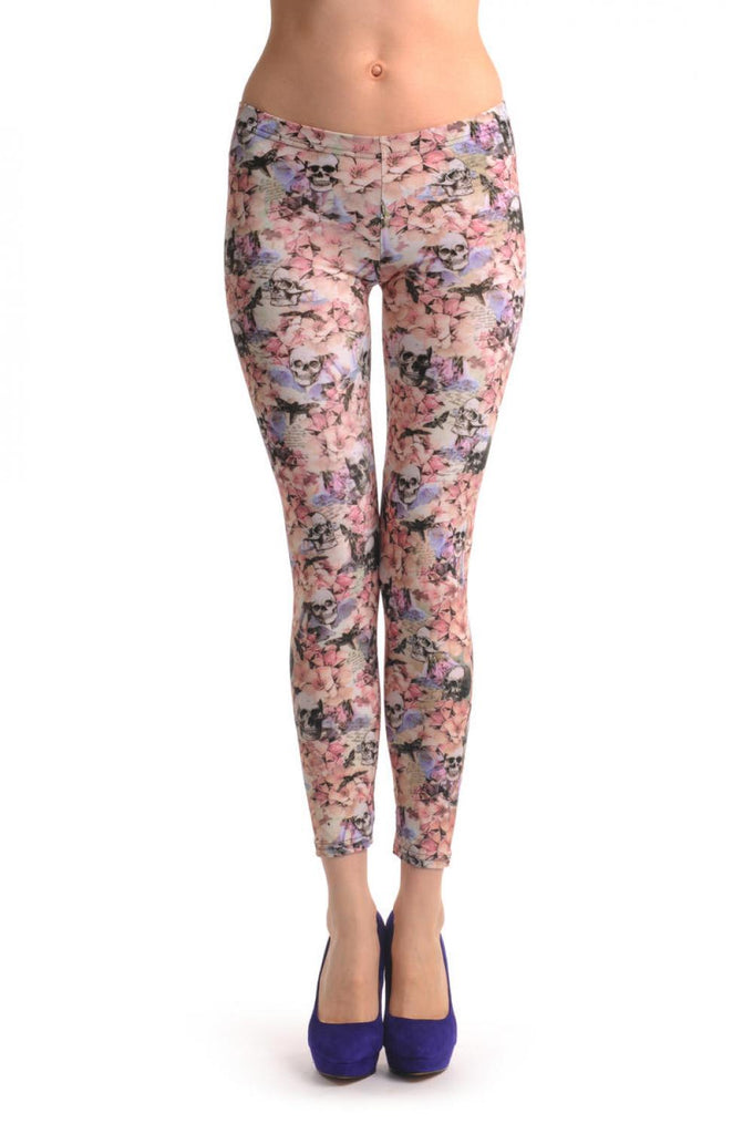 liss kiss Dark Magnolia & Skull - Leggings