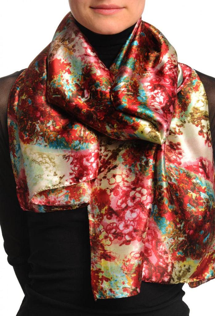 Liss Kiss Dark Red & Beige Lilac Flowers - Scarf