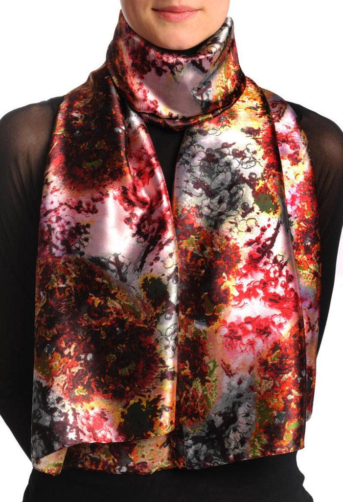 liss kiss Dark Red & Grey Lilac Flowers - Scarf